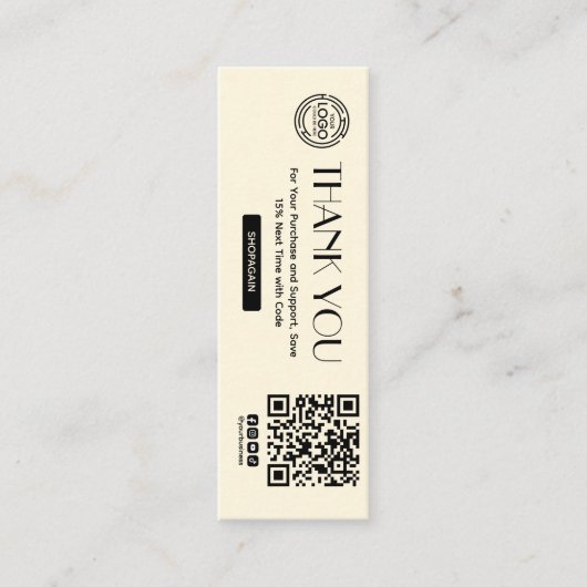 お買い物いただきありがとうございますつるラベル スキニー名刺 (正面)