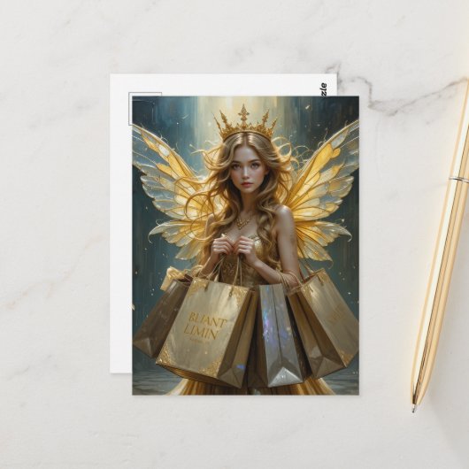 お買い物に夢中な妖精 ポストカード (正面/裏面インサイチュ)