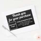 お買い物はブラック 長方形シール (封筒)