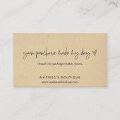 お買い物は私の日を作った感謝パッケージ挿入 名刺 (正面)