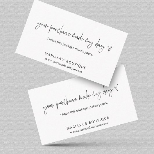お買い物は私の日を作った感謝パッケージ挿入 名刺