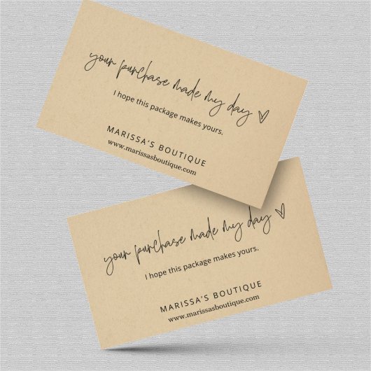 お買い物は私の日を作った感謝パッケージ挿入 名刺