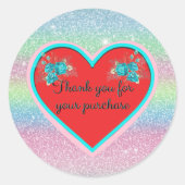 お買い物ハートパステル ラウンドシール (正面)