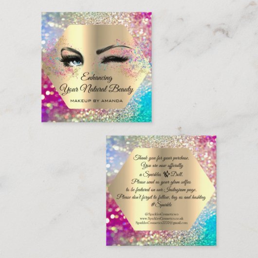 お買い物メイクグリッター スクエア名刺 (正面/裏面)