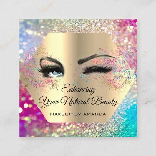 お買い物メイクグリッター スクエア名刺 (正面)