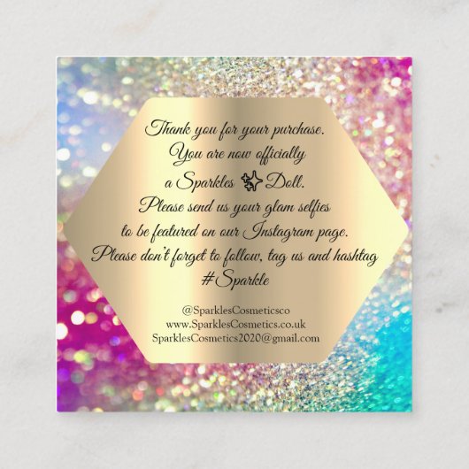 お買い物メイクグリッター スクエア名刺 (裏面)