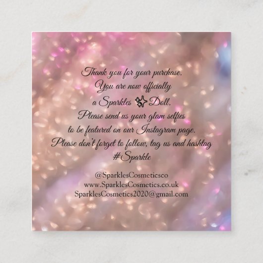 お買い物メイクバラ スクエア名刺 (裏面)