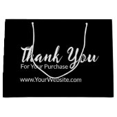 お買い物Webサイトの白黒に感謝 ラージペーパーバッグ (正面)