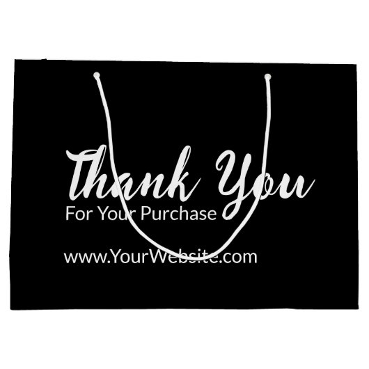 お買い物Webサイトの白黒に感謝 ラージペーパーバッグ (裏面)