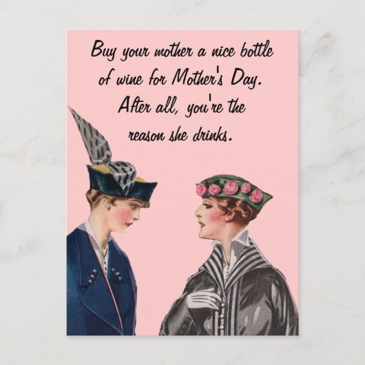 お買母さんワインのボトル ポストカード (正面)