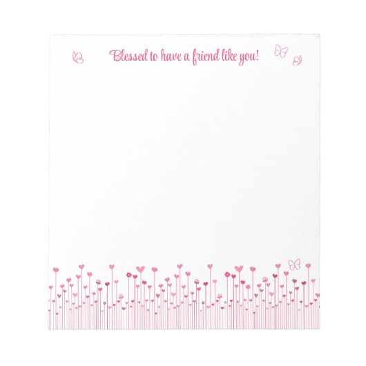 お賛美前にピンクバレンタイン ノートパッド (正面)