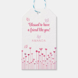 お賛美友達にピンクバレンタイン ギフトタグ