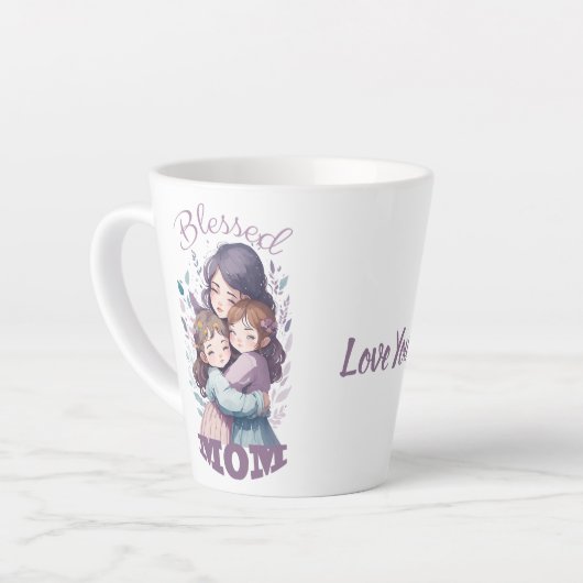 お賛美母さんかわいいプレゼントお母さん カフェラテマグ (左アングル)