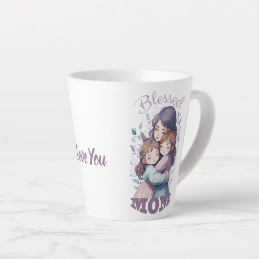 お賛美母さんかわいいプレゼントお母さん カフェラテマグ (右アングル)