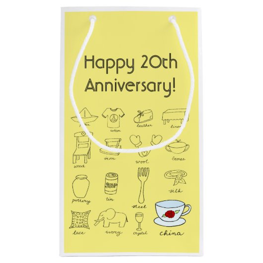 お贈り物結婚に対する20周年バッグおめでとう スモールペーパーバッグ (裏面)