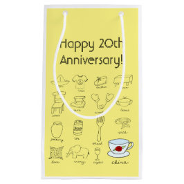 お贈り物結婚に対する20周年バッグおめでとう スモールペーパーバッグ