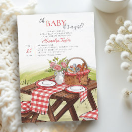 お赤ちゃんのサマー ピクニック パーク ファン キュート ガール シャワー 招待状