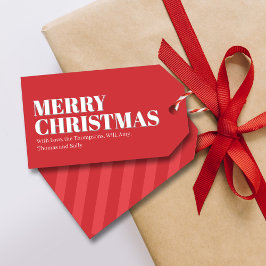 お赤と白のクリスマスカスタム ギフトタグ