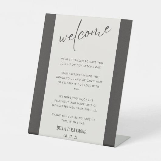 お越しいただいてうれしく思カスタムう 台座サイン (正面)