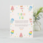 お越しください アイスが大好きな子供の誕生日パーティー サンキューカード (スタンド正面)