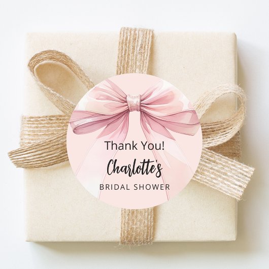 お辞儀のようなピンクのブライダルシャワー ラウンドシール