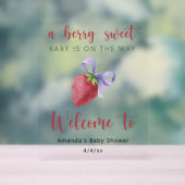 お辞儀の赤ちゃんシャワー付きのイチゴ アクリルサイン (ニュートラル)