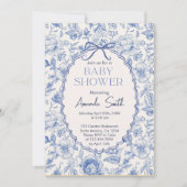 お辞儀の赤ちゃんシャワー付きチノワセリーフラワーガーデン 招待状 (正面)