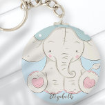 お辞儀をした可愛い象お名前 キーホルダー<br><div class="desc">デザインは可愛いベビー象と青い弓で構成されている。名前を追加。利用可能： http://www.zazzle.com/store/selectpartysupplies</div>
