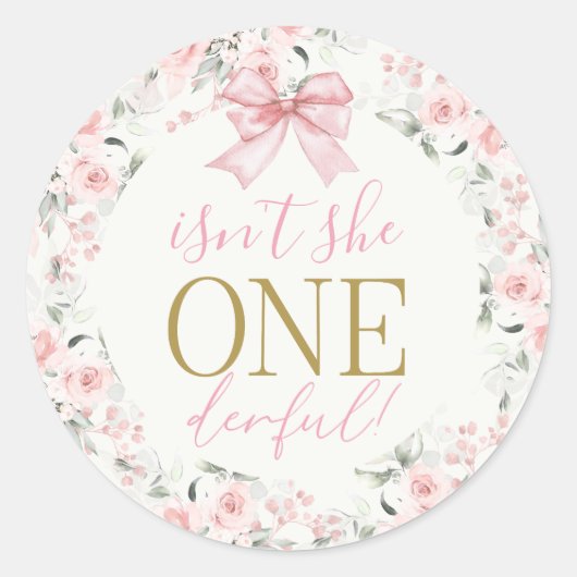 お辞儀をした最初の誕生日ガール ラウンドシール (正面)