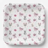 お辞儀、ウサギ、花 ペーパープレート (正面)