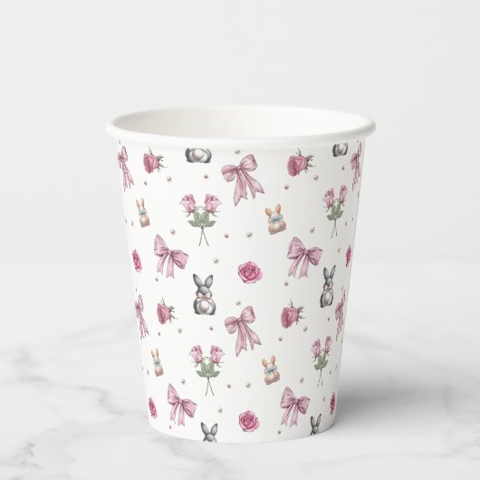 お辞儀、ウサギ、花 紙コップ (裏面)