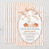 お辞儀 ヴィンテージ 秋の シリ―なガチョウのベビーシャワー 招待状 (正面/裏面)