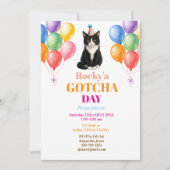 お迎えお祝いパーティー タキシード猫 ペット 招待状 (正面)