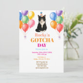 お迎えお祝いパーティー タキシード猫 ペット 招待状 (スタンド正面)