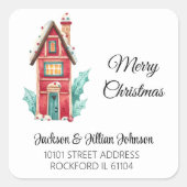 お返し住所用魔法のジンジャーブレッドキャンディハウス スクエアシール (正面)