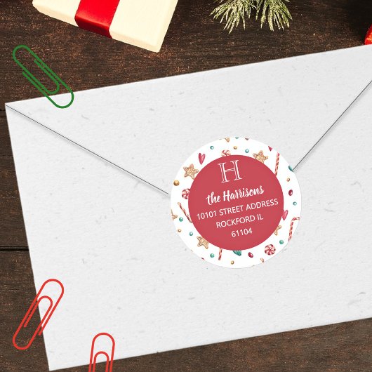 お返し住所 ホリデー スイート グッズ パターン ラウンドシール