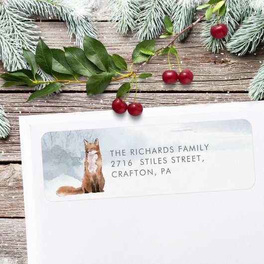 お返し住所 ラベル 冬 キツネ おしゃれ