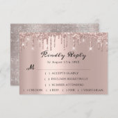お返事ください ローズ ウェディング グリッター ブライダル シャワー ドリップス 出欠カード (正面/裏面)