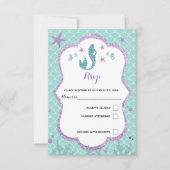 お返事カード　マーメイド　海　パープル　ターコイズ 招待状 (正面)