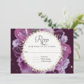 お返事カード ラベンダー パープル フローラル リーフ ワゴン 招待状 (スタンド正面)