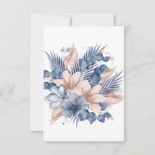 お返事 出席 ウェディング ブラッシュ ブルー ピーチ ベージュ 花 白 招待状 (裏面)