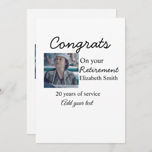 お退職おめでとう 写真 名前 日付を追加 招待状 (正面/裏面)