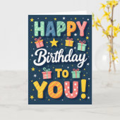 お遊びパターンの誕生日カード カード (黄色い花)