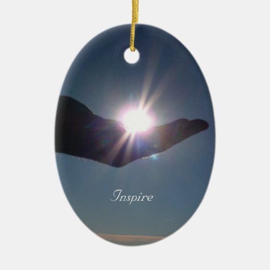 お運日様の光と希望と霊感！ セラミックオーナメント (正面)