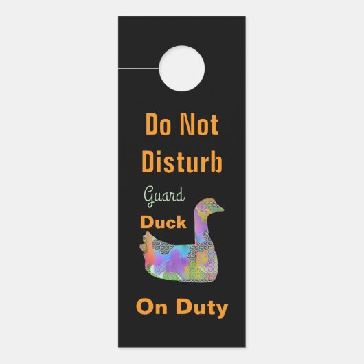 お邪魔しないでください / ノックしてください / ガードダック ブラック ドアノブサイン (正面)