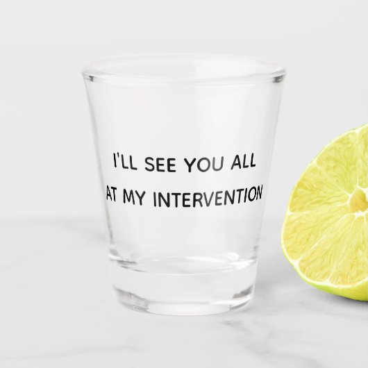 お邪魔のユーモアで皆さんに会おもしろいう ショットグラス (正面)