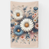 お部屋をダイナミックに変えるエレガントなデイジーの花 横断幕 (縦)