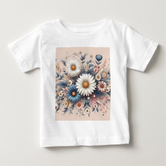 お部屋を華やかなダイシーの花で変身させて ベビーTシャツ (正面)