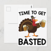 お酒がすすむ！ユーモアたっぷりターキー 感謝祭 ポストカード (正面/裏面)