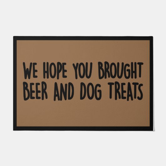 お酒とドッグのおやつをお持ち下さい ドアマット (正面)